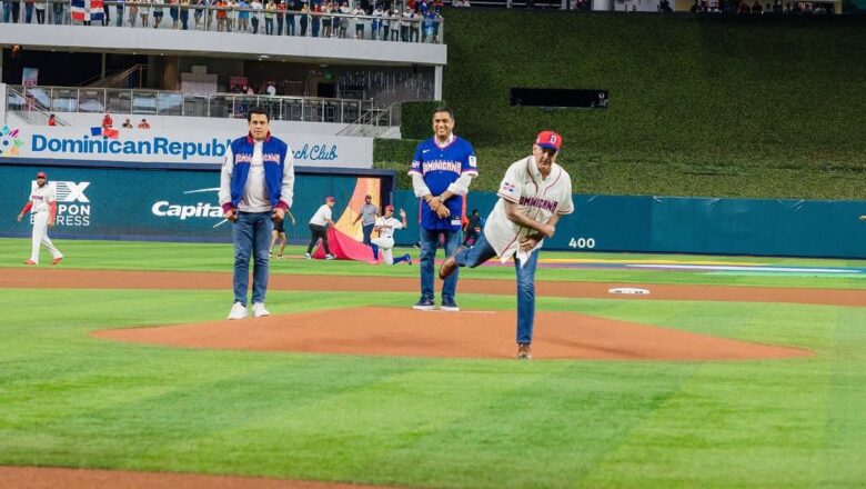 Abinader realiza lanzamiento de honor previo al debut victorioso de RD en el CMB