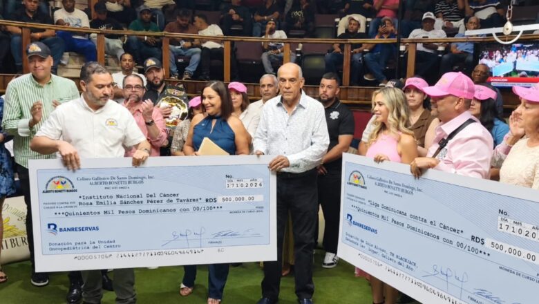 Coliseo Gallistico de Santo Domingo dona un millón de pesos para apoyar a pacientes con cáncer